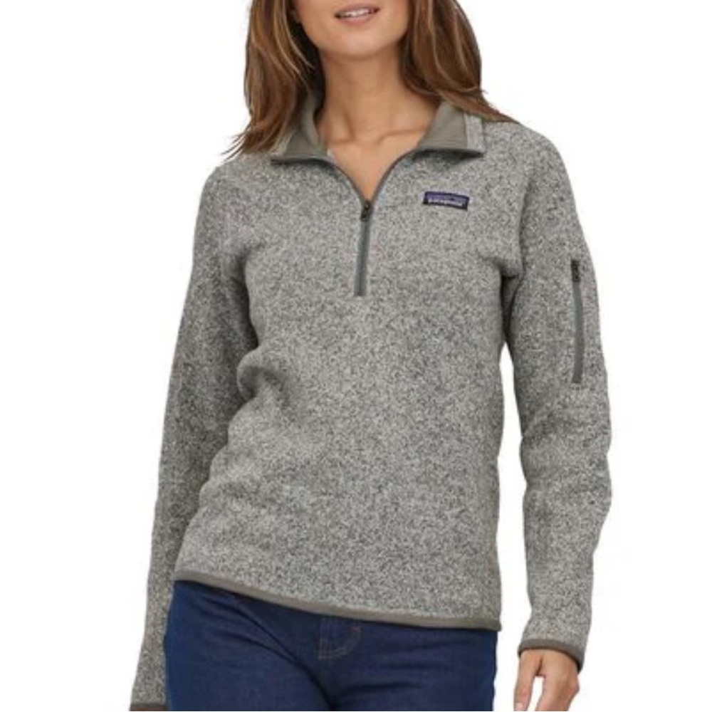 Patagonia -‎ women’s Better sweater 1/4 zip fleece gray/ white high collar top M